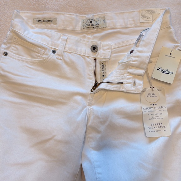 Lucky Brand Sienna Cigarette Slim Boyfriend White Jeans - Picture 4 of 15